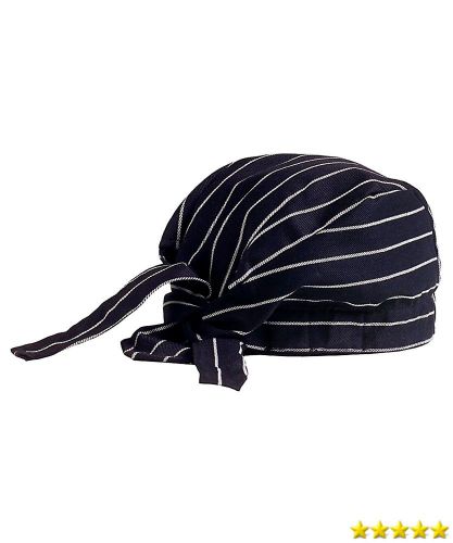 KNG Chef Tie Back Cap, Black with White New
