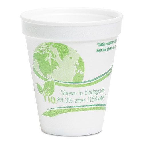 &#034;Vio Biodegradable Cups, Foam, 8 Oz, White/green, 1000/carton&#034;