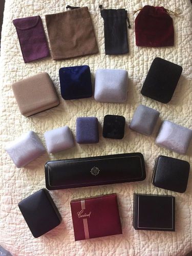 Lot of 13 Pre-Owned Leather &amp; Velvet Jewelry Presentation Boxes ~ Nice Variety