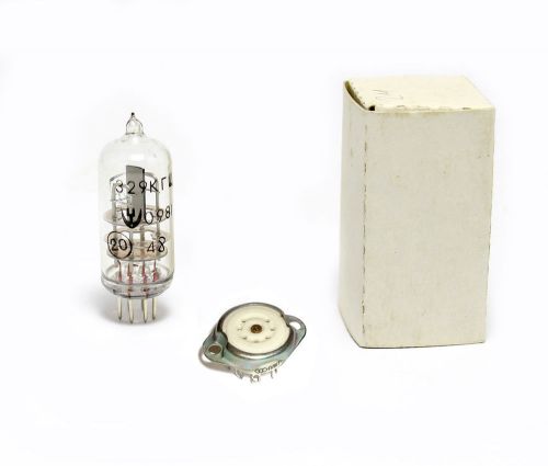 Vintage Soviet Military 329 kHz Glass Quartz Crystal Oscillator Tube + Socket