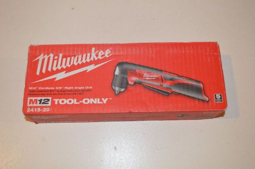 *NEW* Milwaukee 2415-20 M12 3/8&#034; Right Angle Drill -Bare Tool-