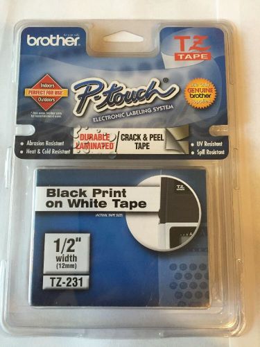 Brother: P-Touch TZ Tape 1/2&#034; Width, (black Print On White Tape ), New