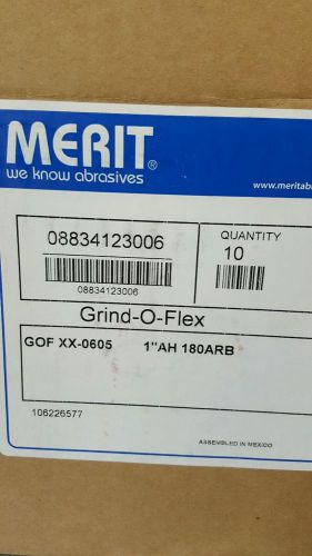 1 BX/10ct  Merit Grind-O-Flex Abrasive Flap Wheel 1&#034; AH 180ARB  6&#034; X 1/2&#034;  180 g