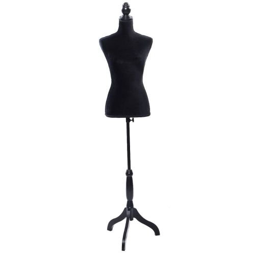 Black Female Mannequin Torso Dress Form Display W/ Black Tripod Stand