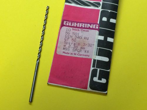 GUHRING 2.38MM (3/32&#034;) LIST 501 GT50 PARABOLIC TAPER LENGTH DRILL 9005010023800