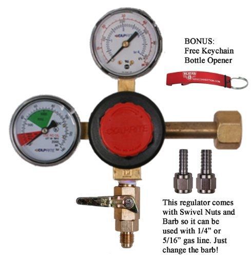 Co2 beer regulator. taprite brand, double gauge, w/ check valve swivel nut 1/4 &amp; for sale