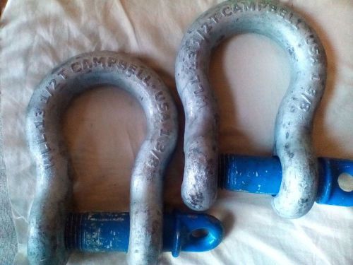 2 each 13-1/2 ton 1-3/8&#034; campell shackle/clevis made in the usa for sale