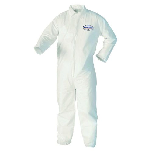 Kleenguard A40 Liquid &amp; Particle Protection Coveralls Zip Front, White, Medium,