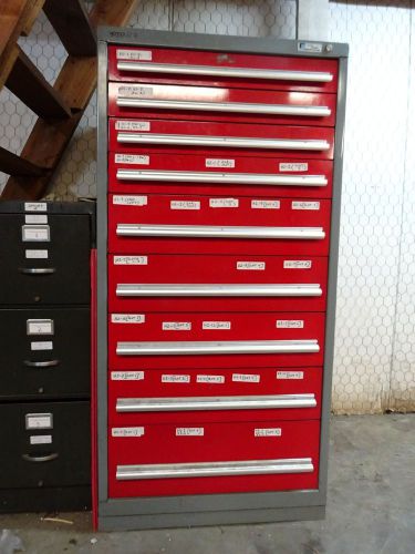 HEAVY DUTY Industrial Red Parts and Tool Cabinet RACK ENGINEERING 61 X 30 Used