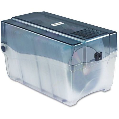 Innovera CD/DVD Storage Case w/Hinged Lid &amp; Key Lock Holds 150 Discs Clear