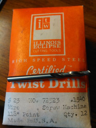 ITW HSS Screw Machine Twist Drills 23 Wire .1540 #72523, 120-pack