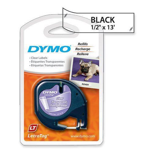 Dymo 10697 Black on Clear Refill Tapes 1/2&#034;x13ft LetraTag Label FREE SHIPPING