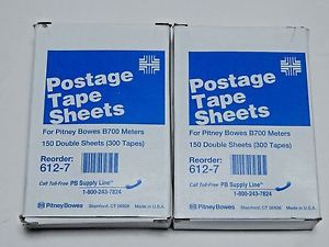 2 Packs of Pitney Bowes 612-7 Postage Tape Strips 300 Tapes Per Package NOS