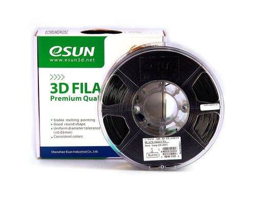 eSUN 1.75mm Black ABS 3D Printer filament 1kg Spool (2.2lbs), Black