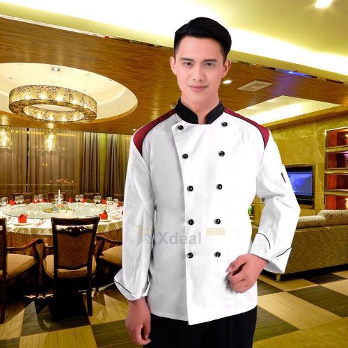 Men Chef Jacket Coat Chef Uniform Kitchen Long Sleeve Cooker Work Restaurant