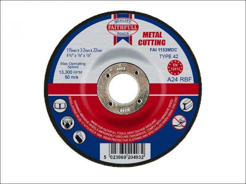 Faithfull - Cut Off Disc for Metal Depressed Centre 115 x 3.2mm x 22mm