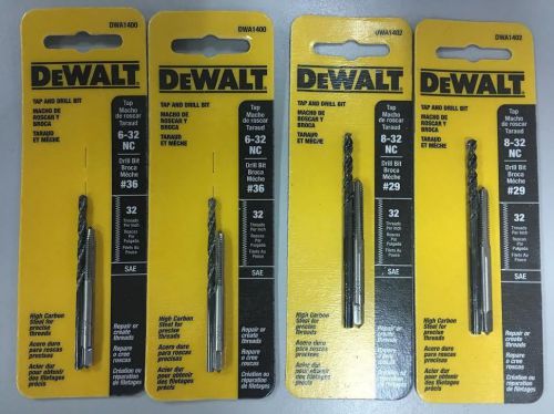 4 pack of dewalt dw1400 &amp; dw1402  6-32 nc &amp; 8-32 nc tap and drill bits for sale