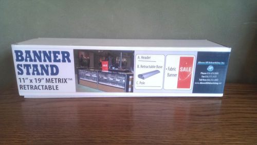 New Retractable Banner Stand SALE Sign 11”x19”. Fabric Banner