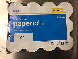 SEALED 2 1/4&#034; x 85 ft Thermal Credit / POS Receipt Paper rolls OfficeMax OM98105