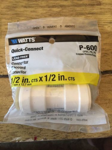Watts P-600 Quick Connect Coupling, 1/2-Inch CTS, New, Free Shipping