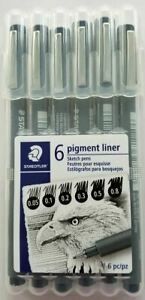 STAEDTLER PIGMENT LINER ARTIST PEN SKETCH SET 6 sizes - almost 50% off retail!