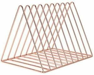 Triangle File Holder Book Rack, Vinyl Record Holder, Desktop File Rose Gold