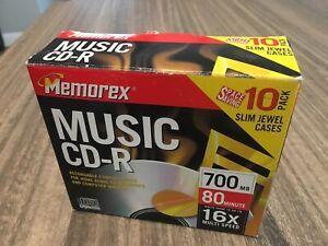 Memorex Music CD-R Recordable Blank CDs Write 700 MB 80 min 16x Multi Speed 10pk