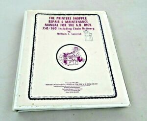 A.B. Dick 350/360 Shopper Repair &amp; Maintenance Printing Press Manual 1981