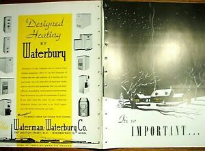 1950 WATERMAN WATERBURY CO Modern Home Heating Equipment Systems Vintage Catalog