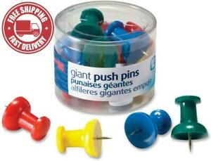Officemate Giant Push Pins 1.5 Inch, Assorted Colors, Tub of 12 (92902) - Red/Gr