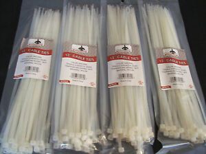 200 GOLIATH INDUSTRIAL 12&#034; NATURAL WIRE CABLE ZIP TIES NYLON TIE WRAP WHOLESALE
