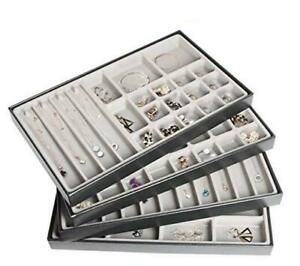 JACKCUBE DESIGN Stackable Synthetic Leather Jewelry Tray Earring Necklace