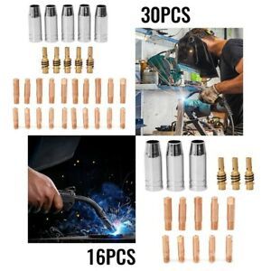 16/30pcs MB15 MIG Consumables Kit Contact Tip Holder Nozzle Replacement Set Tool