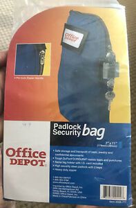 Office Depot Padlock Security Bag with Pad Lock 1  7x11 Zipper