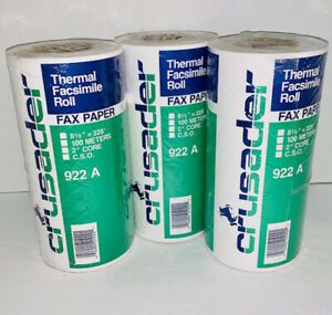(3) Sealed Lot Crusader Brand Thermal Fax Paper Rolls 8 1/2 inches x 325’ feet