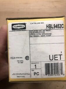 Hubbell HBL9452C 3-Pole 4-Wire Grounding, 50A 125/250V, 14-50P, Black-NEW IN BOX