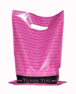 Merchandise Thank You Bags: ACME Bag Bros 100 Small hot Pink Glossy Retail&#034;Thank
