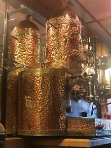 Vintage copper and brass Rancillio espresso machine