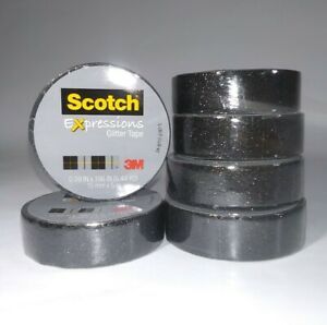 Case Lot of 6 Scotch Expressions Black Glitter Tape Each = 0.59 Inch x 5.44 Yard