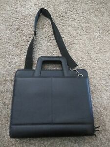 Foray Zippered Briefcase Portfolio Organizer Black Faux Leather 3 Ring Binder