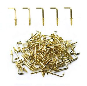 IDEALSV 5/8&#034; Screw in Hooks 60 Pack 1 Shape Right Angle Hooks 7 Shape Screw Cup