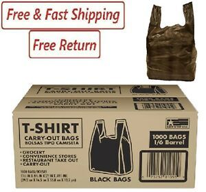 Member&#039;s Mark Black T-Shirt Recyclable Carry Out Thank You Bags 1,000 Ct Plastic