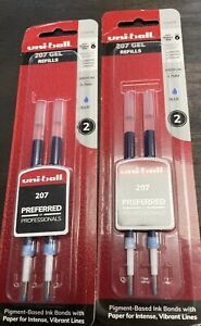 71207PP Uni-Ball 207 Gel Pen Refill, Medium 0.7mm, Blue, 2 Pack - 4 Refills