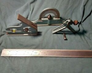  Protractor 4 pc. 180 degree square set! Vintage level/square