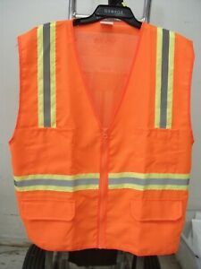 Vest Hi Vis High Visibility Safety Mesh orange w / Multi-Pockets-2XL
