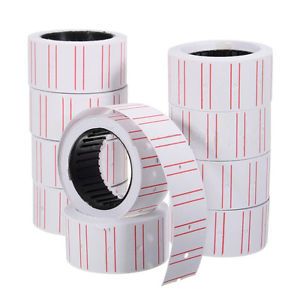 10 Rolls Price Label Paper Tag Sticker MX-5500 Labeller Gun White Red LineFB.v
