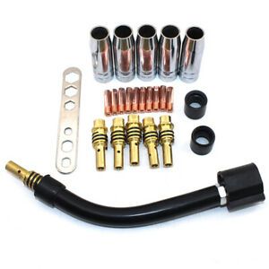 24pcs 15AK Electrode Shield Cups Link Rod Tips Goose Neck Bend for MIG Welder fi