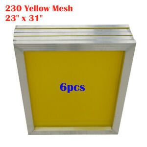 6pcs Aluminum Silk Screen Frame - 230 Yellow Mesh 23&#034; x 31&#034; (Tubing: 1&#034;x 1.5&#034;)