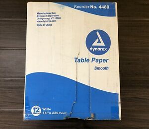 NEW OPEN DAMAGE BOX- Dynarex Headrest Table Paper Smooth 14&#034; x 225 ft 12/Cs