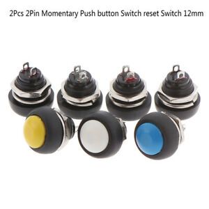 2Pcs 2Pin Switch Waterproof Momentary Push Button Switch Reset Non-locking YJ^VV